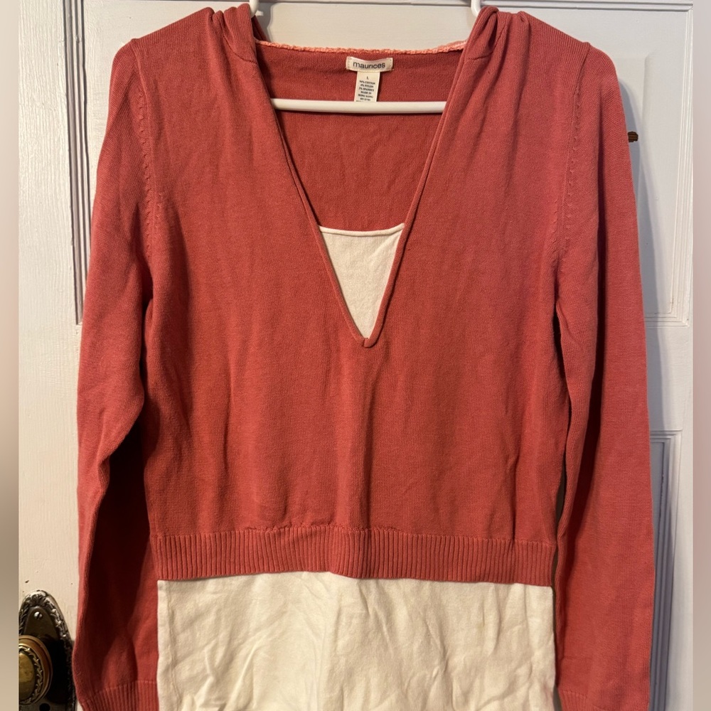 MAURICES LONG SLEEVE TOP W/ HOOD WOMENS SIZE LARGE 🧡